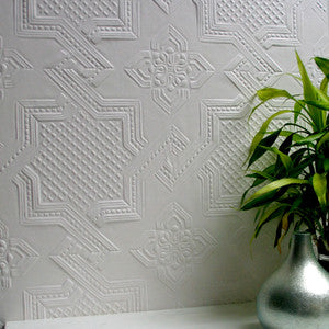 Seymour White Paintable Supaglypta Wallpaper by Brewster