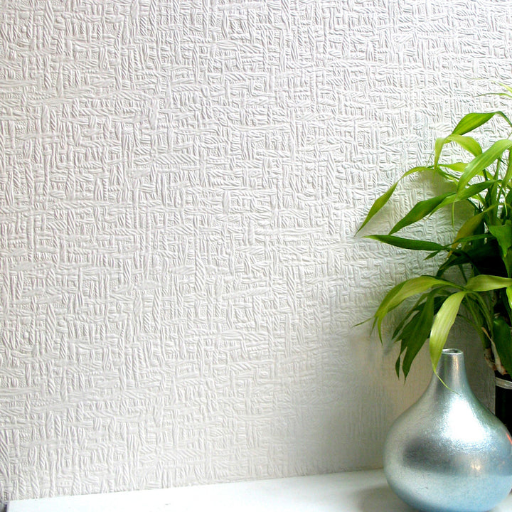 Kingston White Paintable Anaglypta Original Wallpaper by Brewster Anaglypta X Covers about 56.4 square feet 20.5-in by 33-ft long roll Unpasted 10.5 - Fabric Carolina -