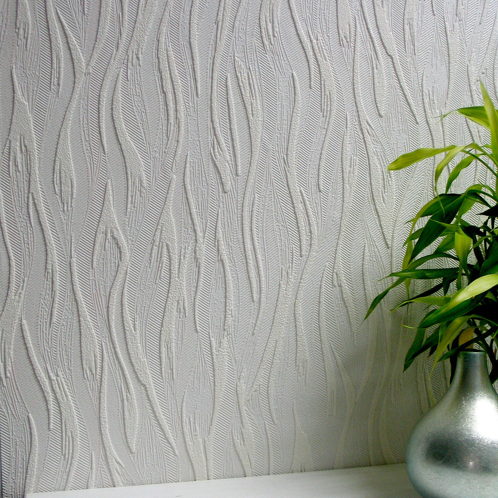 Caiger White Paintable Textured Vinyl Wallpaper by Brewster Anaglypta X Covers about 57.5 square feet 20.9-in by 33-ft long roll Unpasted 25.2 - Fabric Carolina -