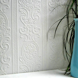 Ada White Paintable Textured Vinyl Wallpaper by Brewster