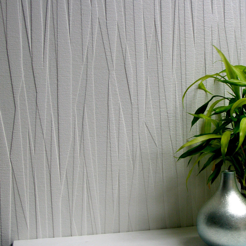 Folded Paper White Paintable Textured Vinyl Wallpaper by Brewster Anaglypta X Covers about 57.5 square feet 20.9-in by 33-ft long roll Unpasted 12.6 - Fabric Carolina -