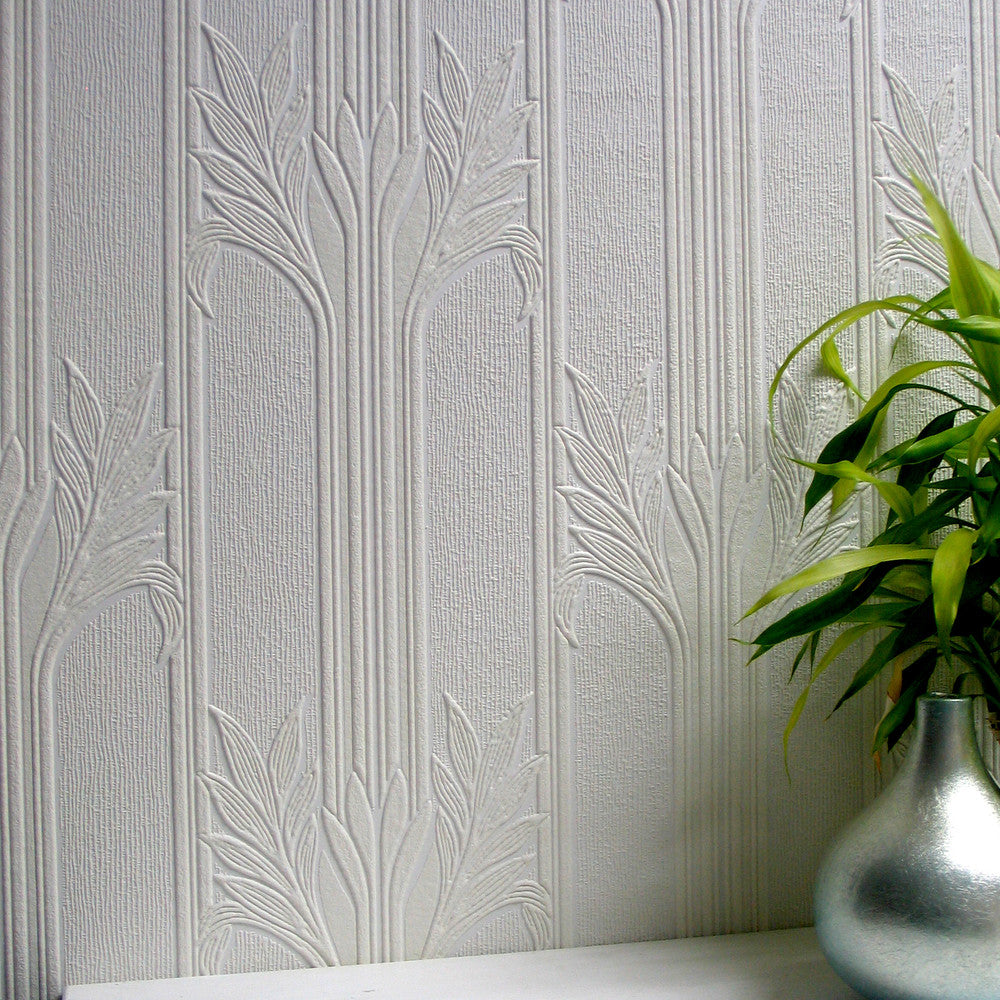 Wildacre White Paintable Textured Vinyl Wallpaper by Brewster Anaglypta X Covers about 57.5 square feet 20.9-in by 33-ft long roll Unpasted 12.6 - Fabric Carolina -