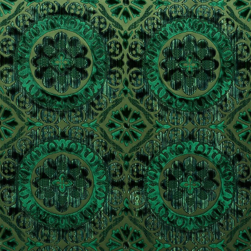Suzani Strie Velvet Emerald 77641 by Schumacher Designer Fabric Cut & Patterned Velvets 13.5" - Swanky Fabrics -