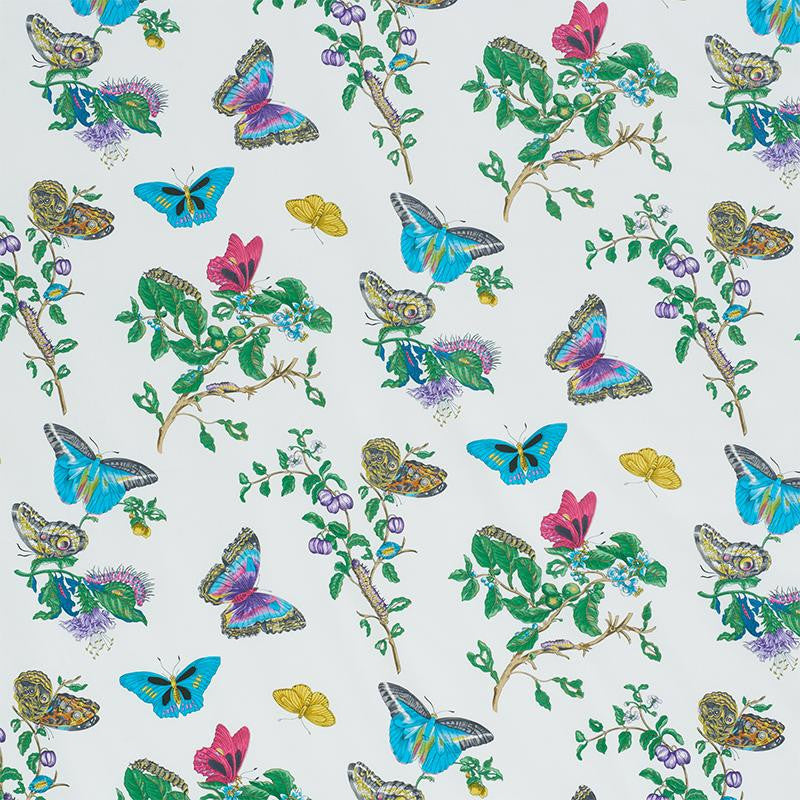Baudin Butterfly Chintz Turquoise 178721 by Schumacher Designer Fabric Schumacher Classics 27.38" - Swanky Fabrics -