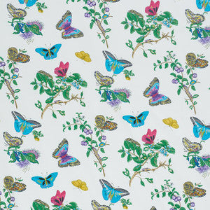 Baudin Butterfly Chintz Turquoise 178721 by Schumacher Fabric
