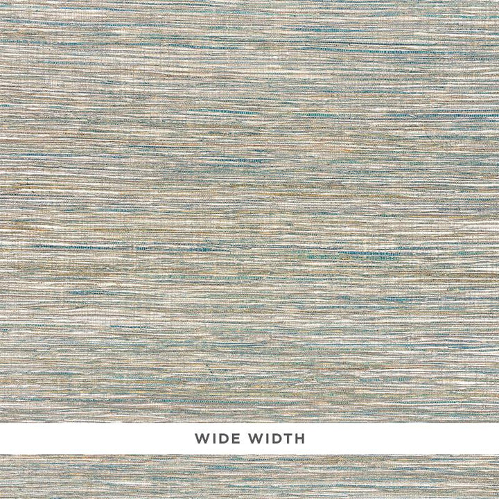 Metallized Flax Peacock 5010280 by Schumacher Wallpaper Down To Earth Textured Wallcovering - Fabric Carolina -