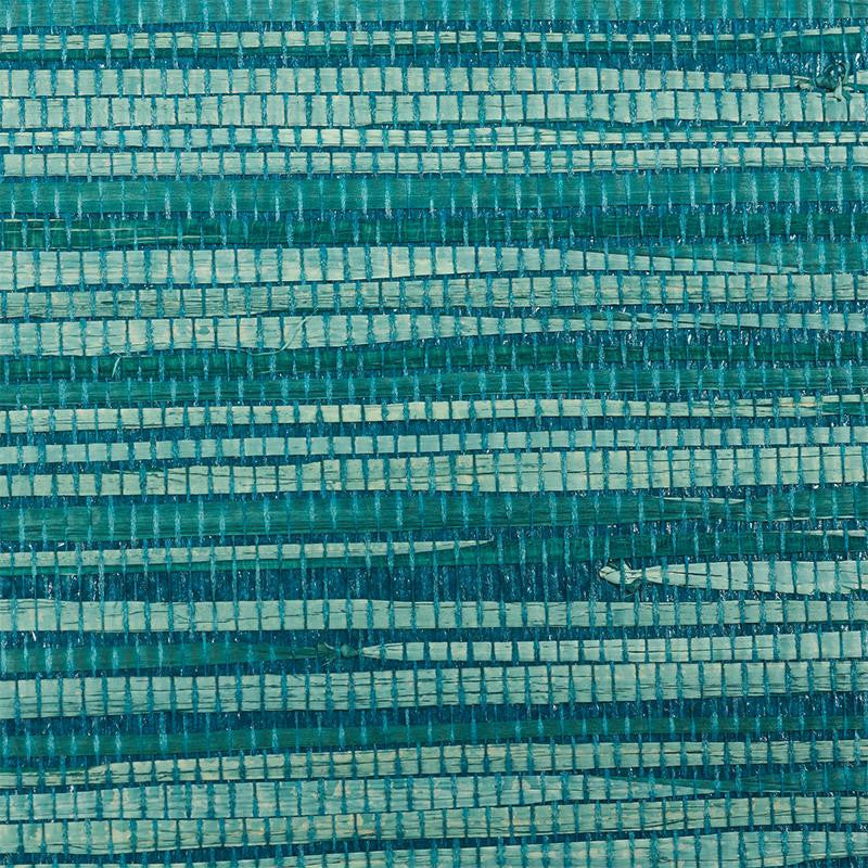 Dyed Raffia Peacock 5010342 by Schumacher Wallpaper Down To Earth Textured Wallcovering - Fabric Carolina -
