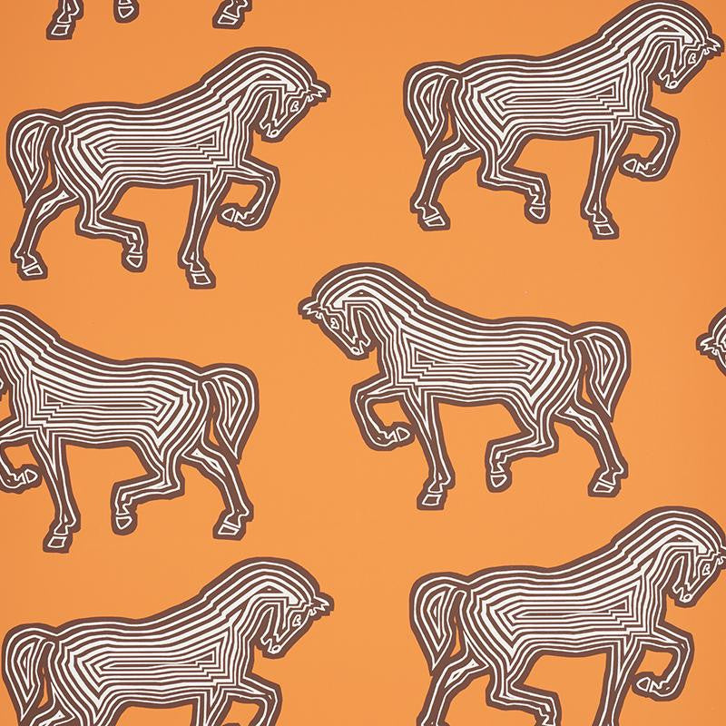 Faubourg Orange 5007091 by Schumacher Wallpaper Club Cavalier 13.12" - Fabric Carolina -