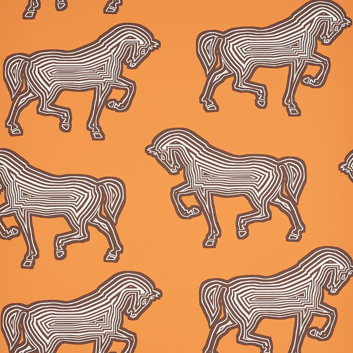 Faubourg Orange 5007091 by Schumacher Wallpaper Club Cavalier 13.12" - Fabric Carolina -