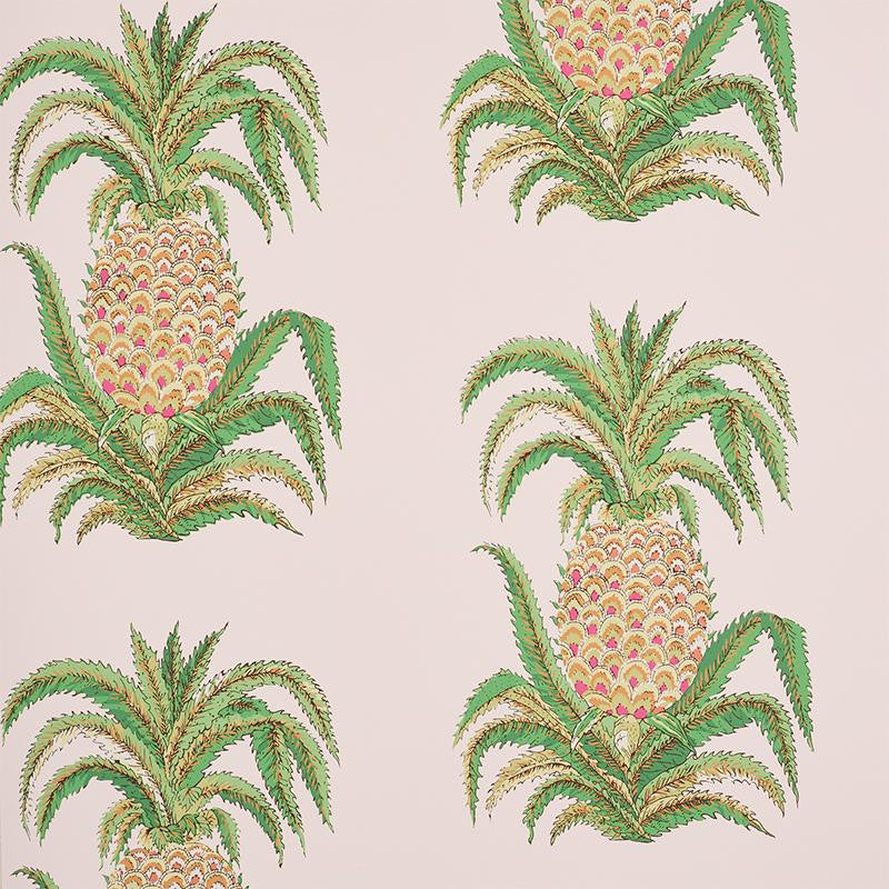 Pineapples Blush 5010451 by Schumacher Designer Wallpaper Signature Schumacher 27.0" - Swanky Fabrics -