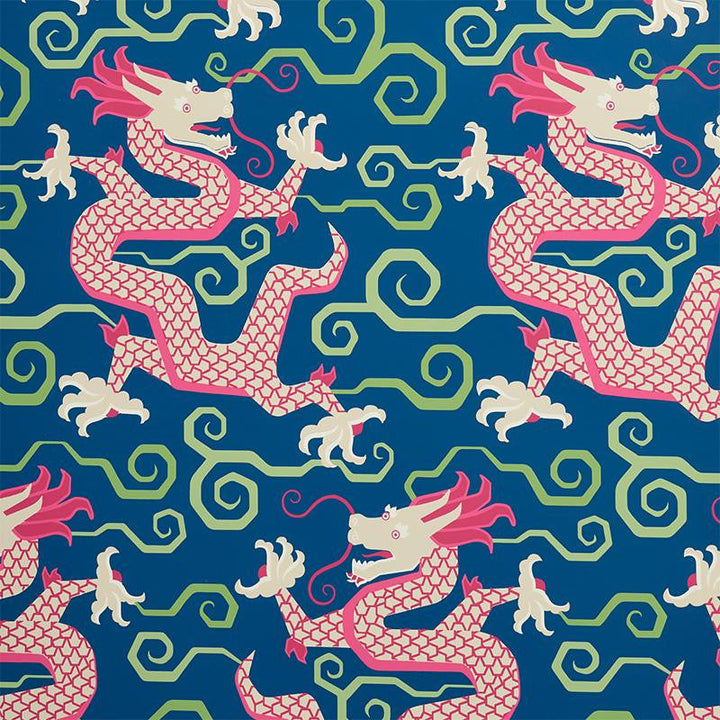 Bixi Sapphire 5010731 by Schumacher Designer Wallpaper Fire Breather 13.5" - Swanky Fabrics -