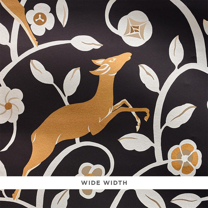 Les Gazelles Au Bois Vinyl Noir 5010140 by Schumacher Wallpaper Signature Schumacher 26.0" - Fabric Carolina -
