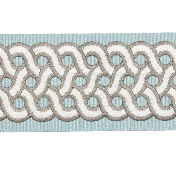 Mandeville Tape Sky 77154 by Schumacher Designer Trim Statement Trims 3.0" - Swanky Fabrics -