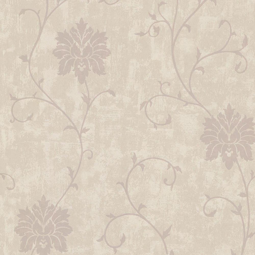Dahli Taupe Floral Trail Wallpaper by Beacon House Zinc Covers about 56.4 square feet 20.5-in by 33-ft long roll Unpasted 25.2 - Fabric Carolina -