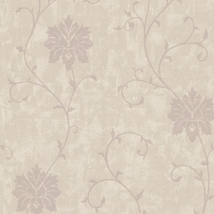 Dahli Taupe Floral Trail Wallpaper by Beacon House Zinc Covers about 56.4 square feet 20.5-in by 33-ft long roll Unpasted 25.2 - Fabric Carolina -
