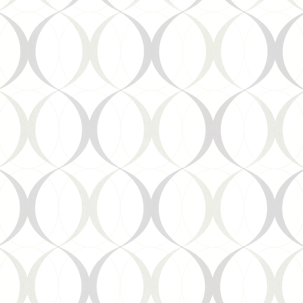 Circulate White Retro Orb Wallpaper by Beacon House Zinc Covers about 56.4 square feet 20.5-in by 33-ft long roll Unpasted 10.4 - Fabric Carolina -