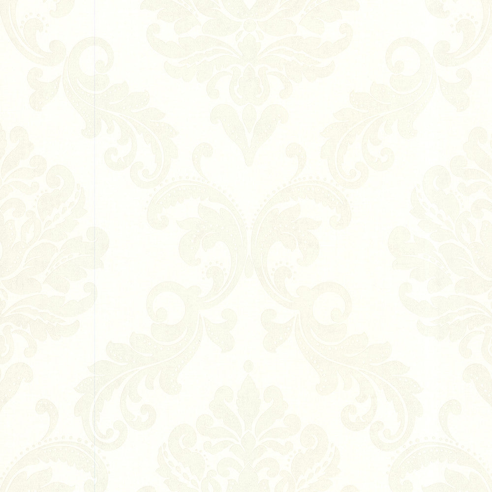 Sebastion Cream Damask Wallpaper by Beacon House Zinc Covers about 56.4 square feet 20.5-in by 33-ft long roll Unpasted 20.9 - Fabric Carolina -