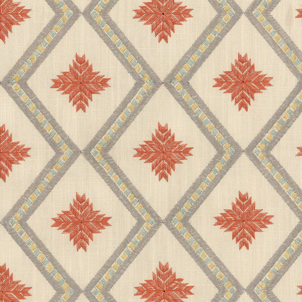 Kyss Emb Adobo 450141 by Genevieve Gorder Fabric - BASE:100%Cotton EMBROID:100%Polyester India 12000 Horizontal: 5 and Vertical: 4.5 55"Base 52"Embroidery - Fabric Carolina -