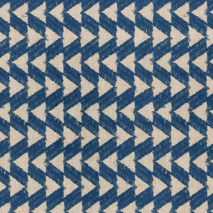 Fringe Benefits Indigo 450211 by Genevieve Gorder Fabric - Base:73%Polyester 27%Linen EMBROID:100%Polyester India 51000 Horizontal: 1 and Vertical: 3 57 - Fabric Carolina -