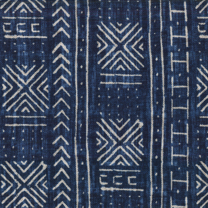 MALI MUD CLOTH INDIGO 450301 by Genevieve Gorder Fabric - 100% Polyester 24000 Horizontal: 13.5 and Vertical: 13.5 54 - Fabric Carolina -