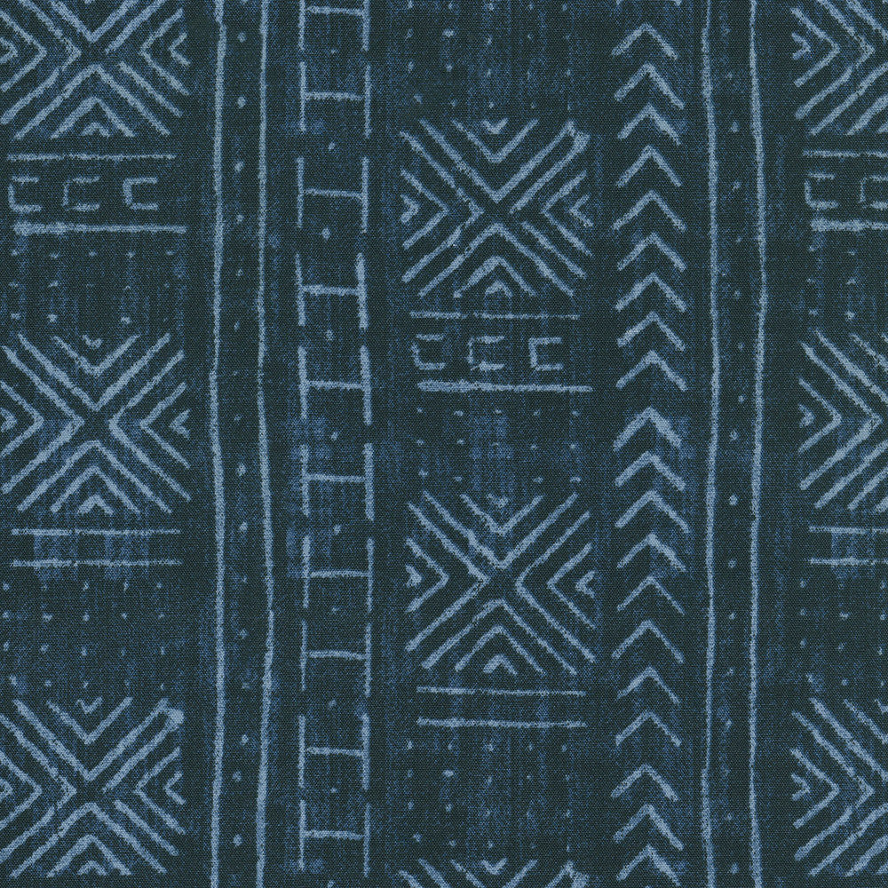 Od Mali Mud Cloth Indigo 450450 by PKL Studio Fabric - 100% Spun Polyester PAKISTAN 51000 Horizontal: 13.5 and Vertical: 13.5 54 - Fabric Carolina -
