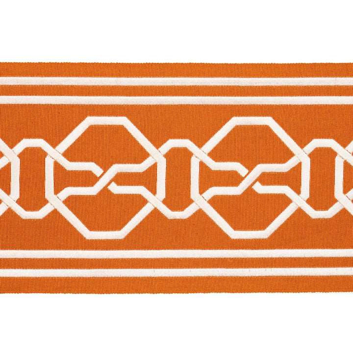 Malmaison Tape Tangerine 66152 by Schumacher Designer Trim Mary Mcdonald 3.75" - Swanky Fabrics -