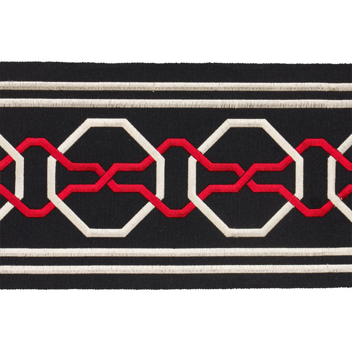 Malmaison Tape Noir / Ruby 66154 by Schumacher Designer Trim Mary Mcdonald 3.75" - Swanky Fabrics -
