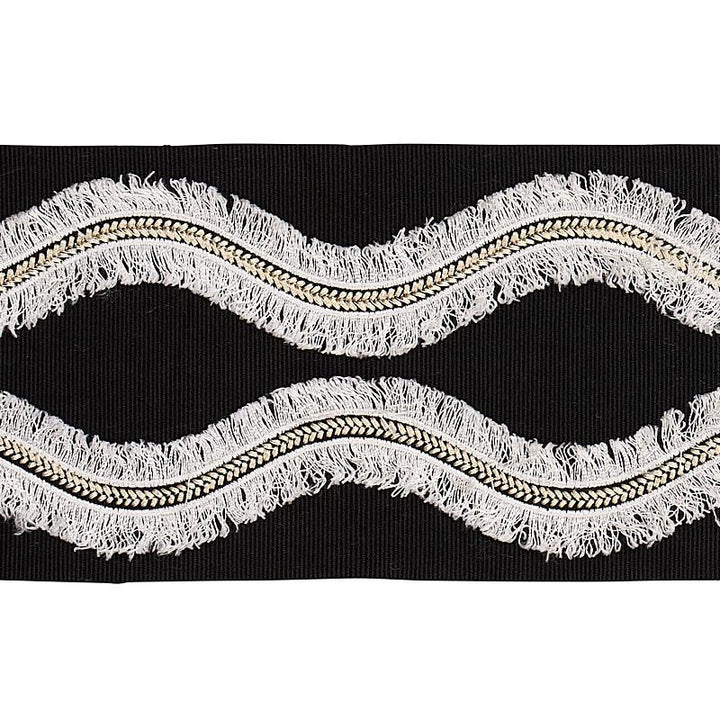 Ogee Embroidered Tape Black 74334 by Schumacher Trim Bohemia 4.0" - Fabric Carolina -
