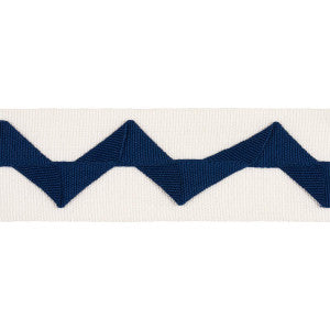 Lazare Appliqu Tape Navy On Ivory 82241 by Schumacher Trim
