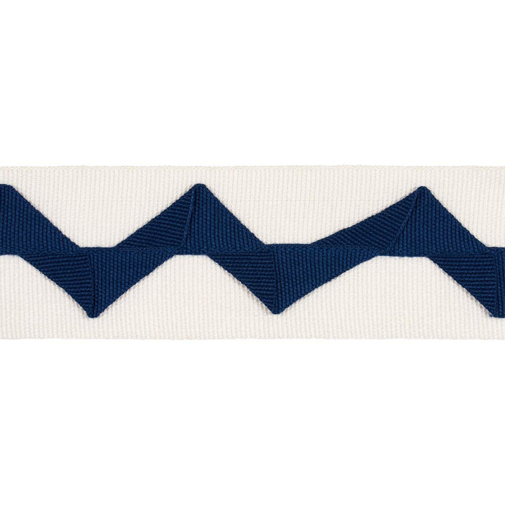 Lazare Appliqu Tape Navy On Ivory 82241 by Schumacher Trim New Traditional: Provenal 2.0" - Fabric Carolina -