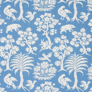 Woodland Silhouette Blue 176176 by Schumacher Fabric