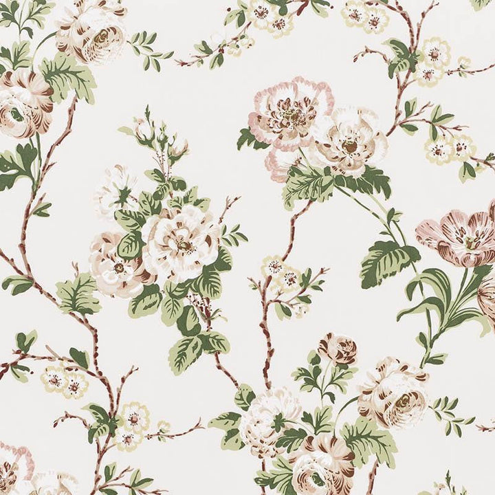 Betty Chintz Quiet Pink 178400 by Schumacher Designer Fabric Veere Grenney 13.5" - Swanky Fabrics -