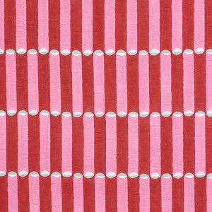 Luna Hand Block Print Pink & Red 179280 by Schumacher Fabric
