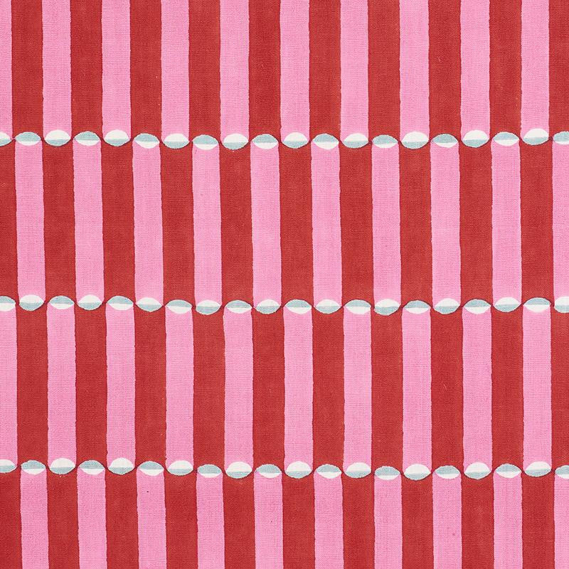 Luna Hand Block Print Pink & Red 179280 by Schumacher Fabric Molly Mahon 1.75" - Fabric Carolina -