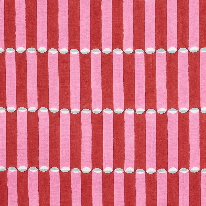 Luna Hand Block Print Pink & Red 179280 by Schumacher Fabric Molly Mahon 1.75" - Fabric Carolina -