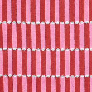 Luna Hand Block Print Pink & Red 179280 by Schumacher Fabric