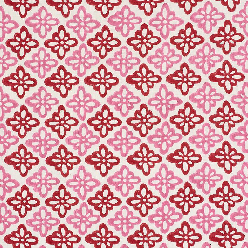Pattee Hand Block Print Pink 179300 by Schumacher Fabric Molly Mahon 3.0" - Fabric Carolina -