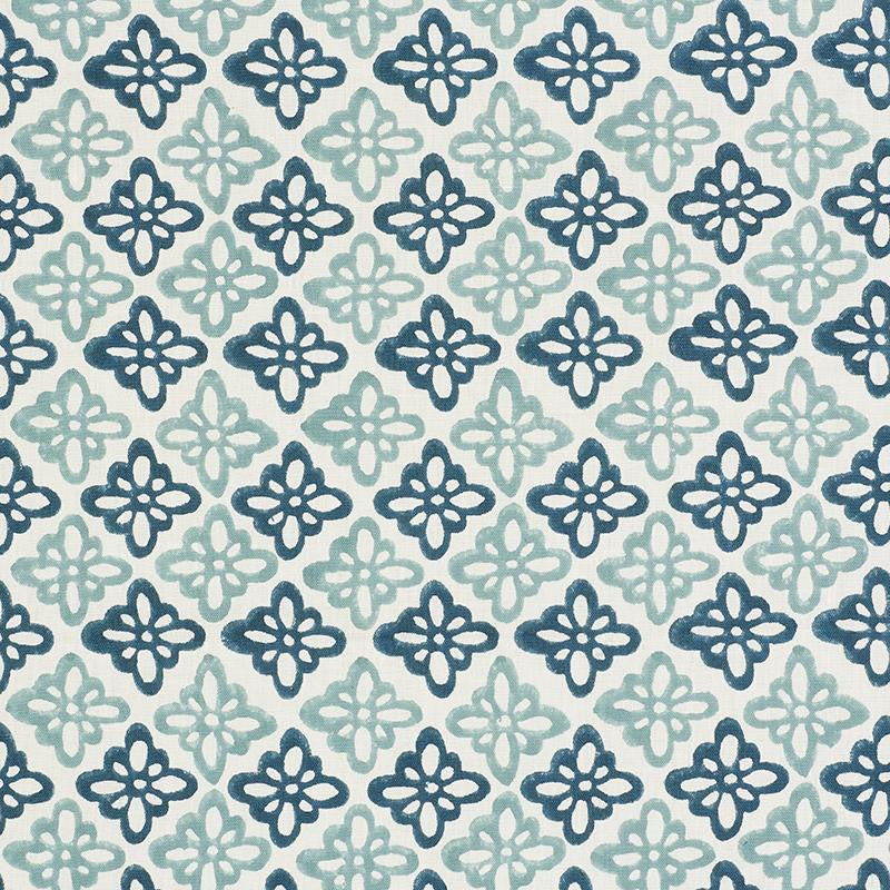 Pattee Hand Block Print Blue 179301 by Schumacher Fabric Molly Mahon 3.0" - Fabric Carolina -