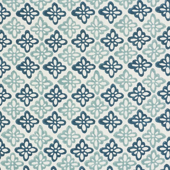 Pattee Hand Block Print Blue 179301 by Schumacher Fabric Molly Mahon 3.0" - Fabric Carolina -