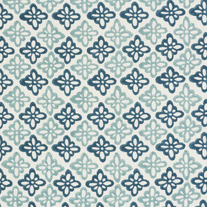 Pattee Hand Block Print Blue 179301 by Schumacher Fabric