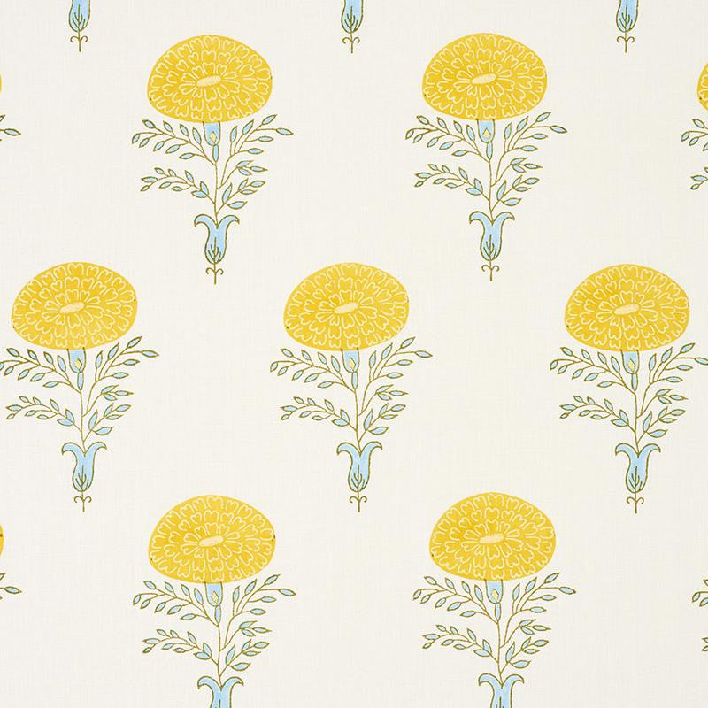 Marigold Hand Block Print Yellow 179320 by Schumacher Fabric Molly Mahon 10.75" - Fabric Carolina -