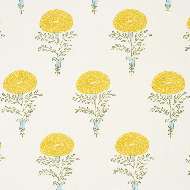 Marigold Hand Block Print Yellow 179320 by Schumacher Fabric Molly Mahon 10.75" - Fabric Carolina -