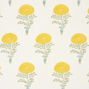 Marigold Hand Block Print Yellow 179320 by Schumacher Fabric