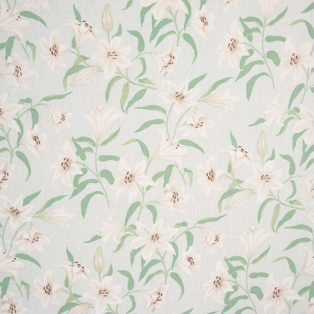 Scattered Lilies Sky 180301 by Schumacher Designer Fabric Miles Redd 13.0" - Swanky Fabrics -