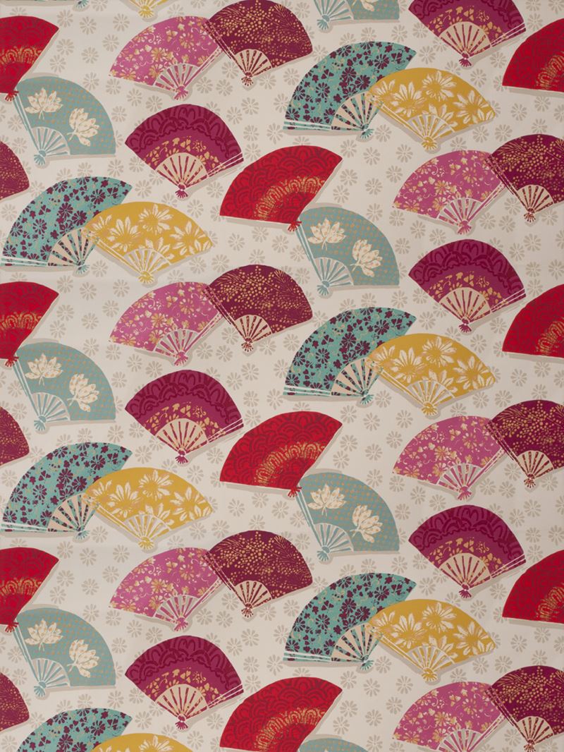 Fabricut Fabric 4603901 Exotic Fans Mulberry 2 7/8 Yards