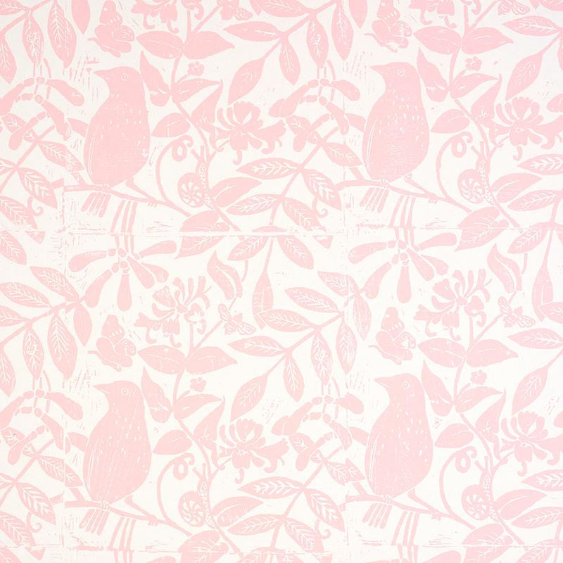 Bird & Bee Pink 5011191 by Schumacher Designer Wallpaper Molly Mahon 20.5" - Swanky Fabrics -