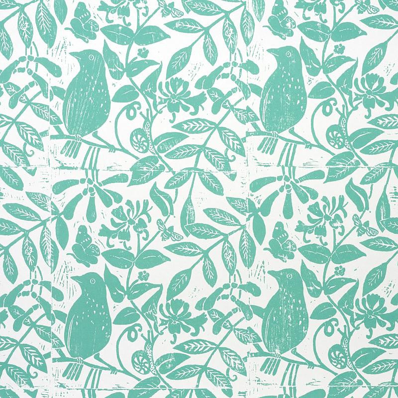 Bird & Bee Seaglass 5011192 by Schumacher Wallpaper Molly Mahon 20.5" - Fabric Carolina -