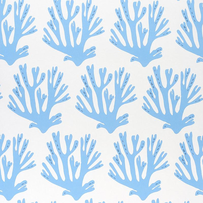 Coral Blue 5011201 by Schumacher Designer Wallpaper Molly Mahon 6.88" - Swanky Fabrics -