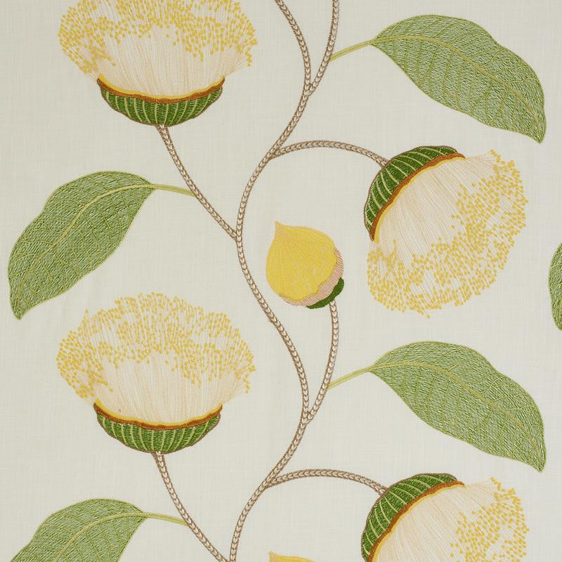Celinda Embroidery Yellow 78300 by Schumacher Designer Fabric Exquisite Embroideries 24.5" - Swanky Fabrics -