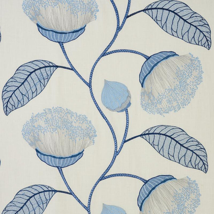 Celinda Embroidery Blue 78301 by Schumacher Designer Fabric Exquisite Embroideries 24.5" - Swanky Fabrics -